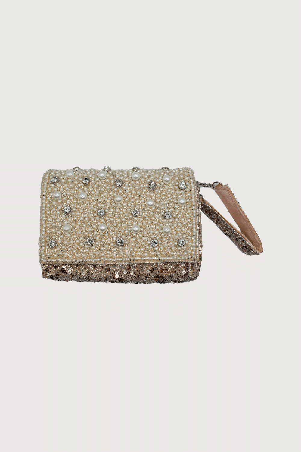 Pearl & Sequin Beaded Wristlet