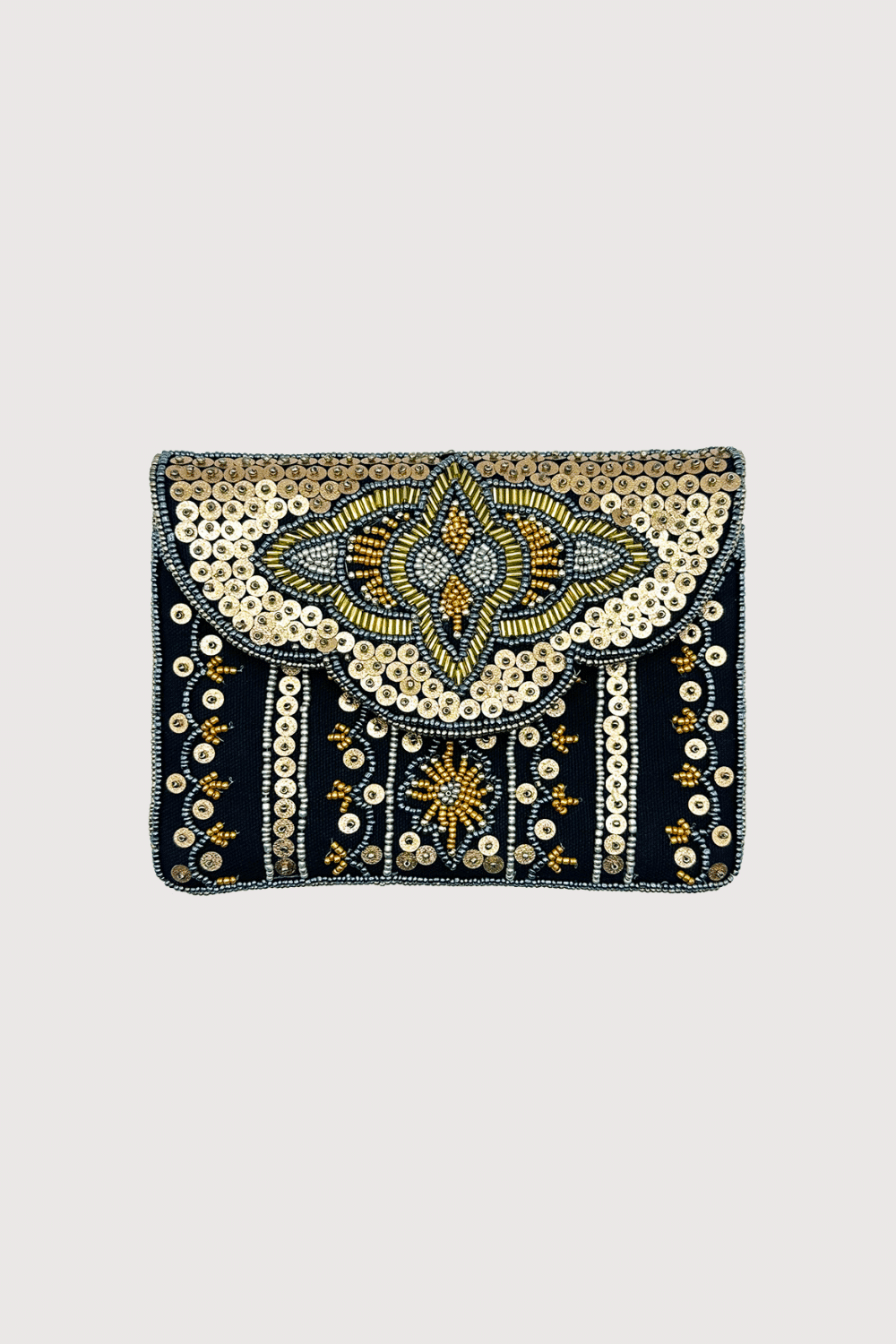 Embellished Gold And Black Mini Clutch