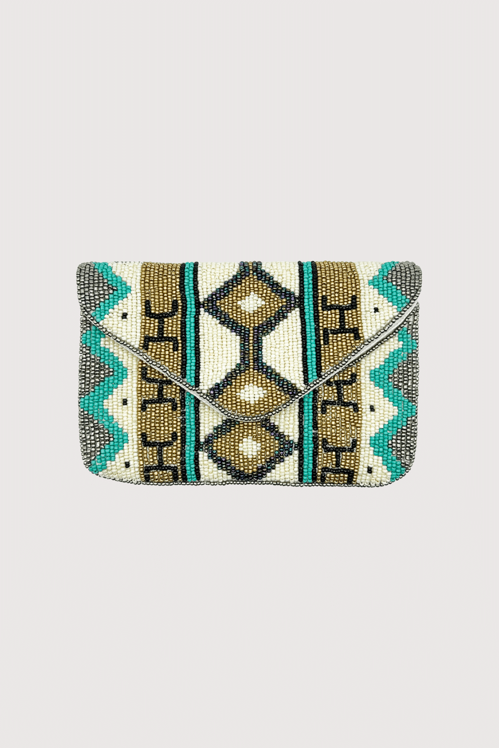 Silver, Turquoise And Gold Mini Clutch