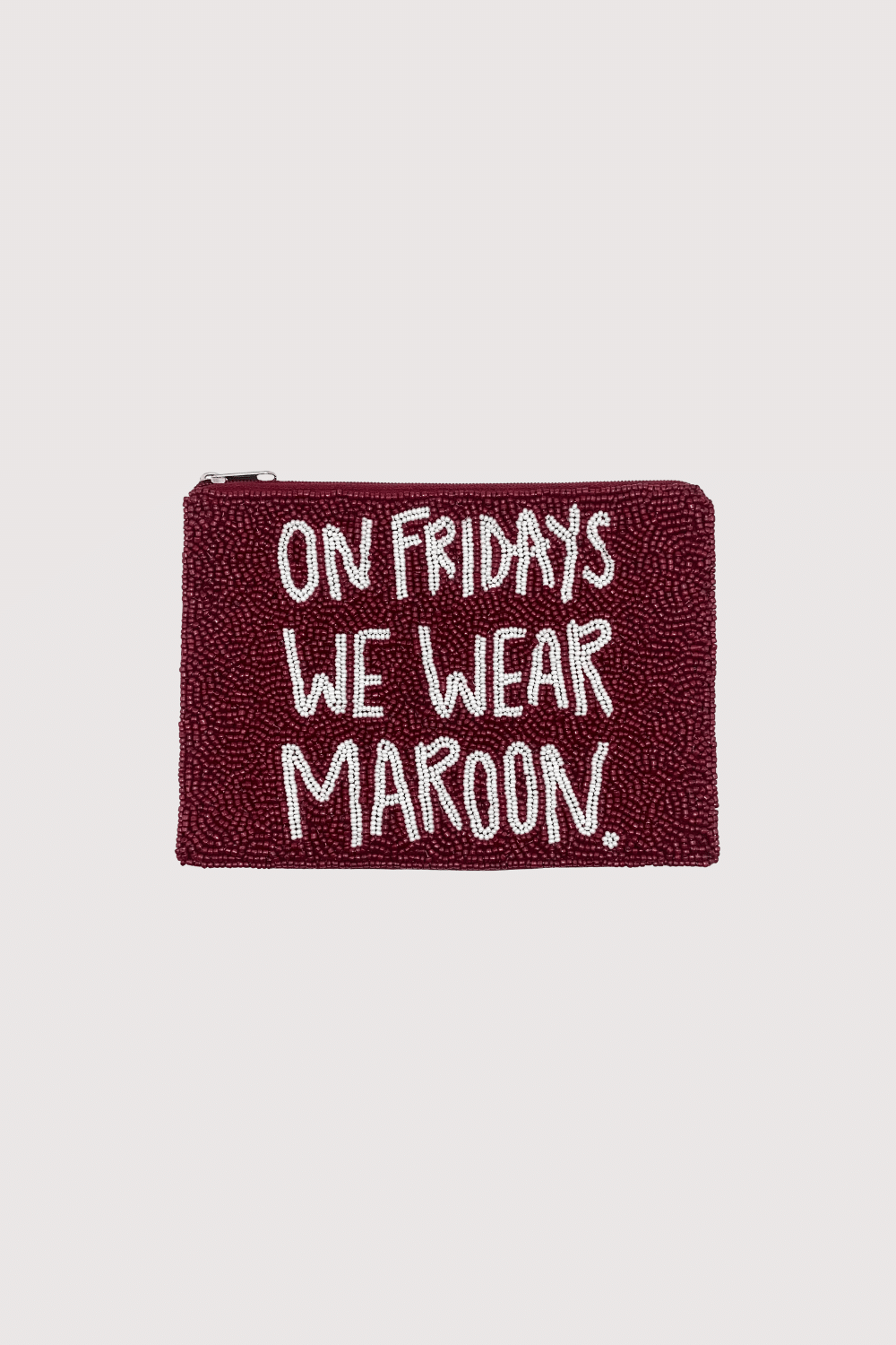 On Friday We Wear Maroon Beaded Pouch