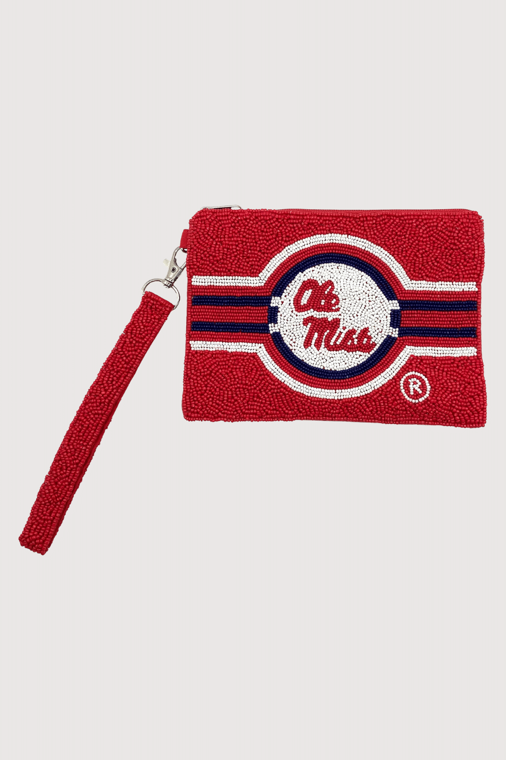 Red Ole Miss Beaded Wristlet