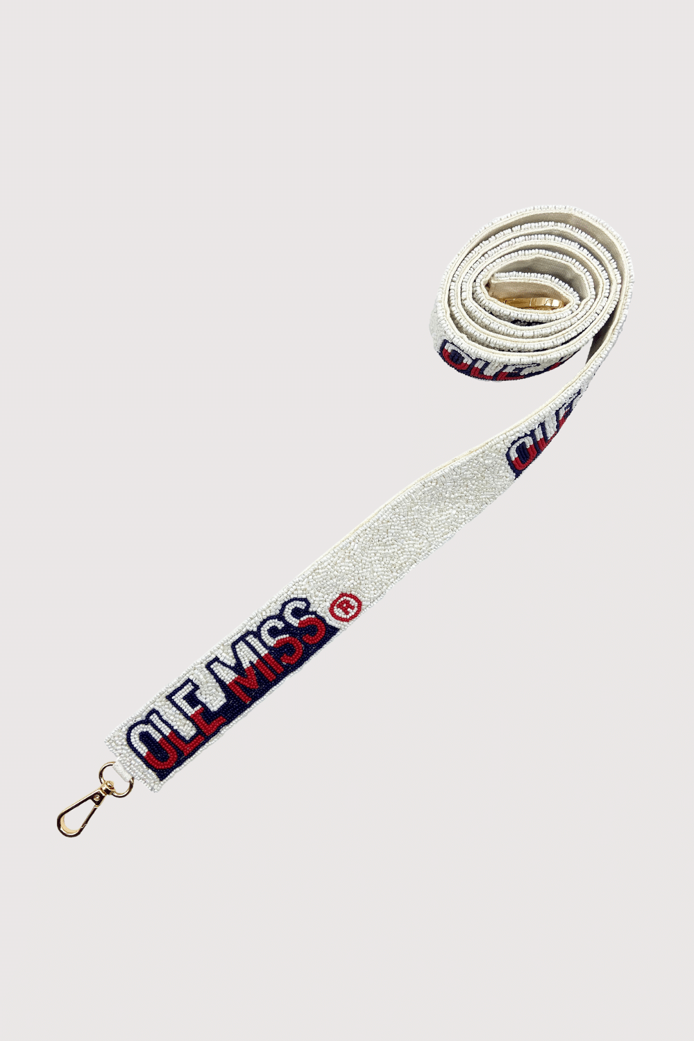 White Ole Miss Beaded Bag Strap