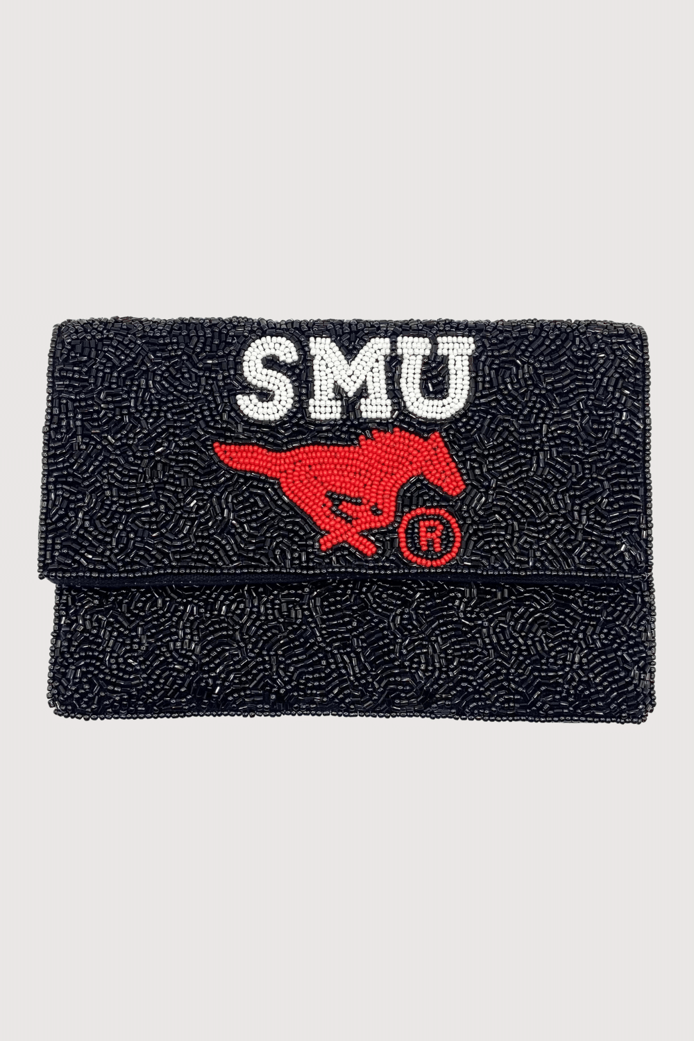 Black Smu Pony Beaded Mini Clutch