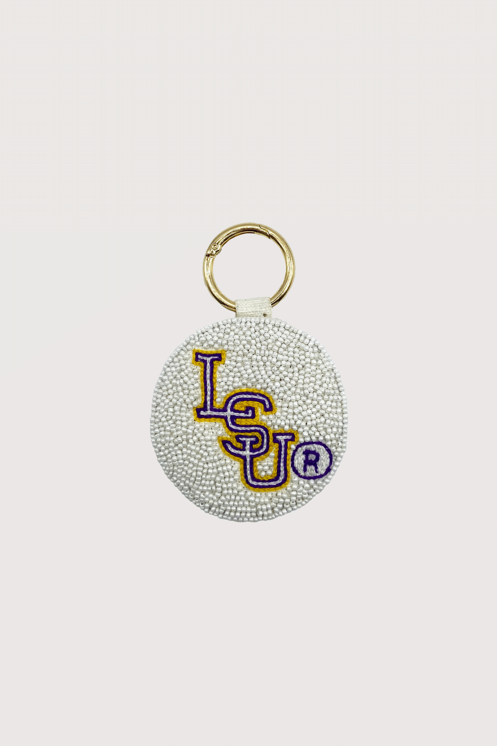 Lsu Beade And Embroidered Keychain