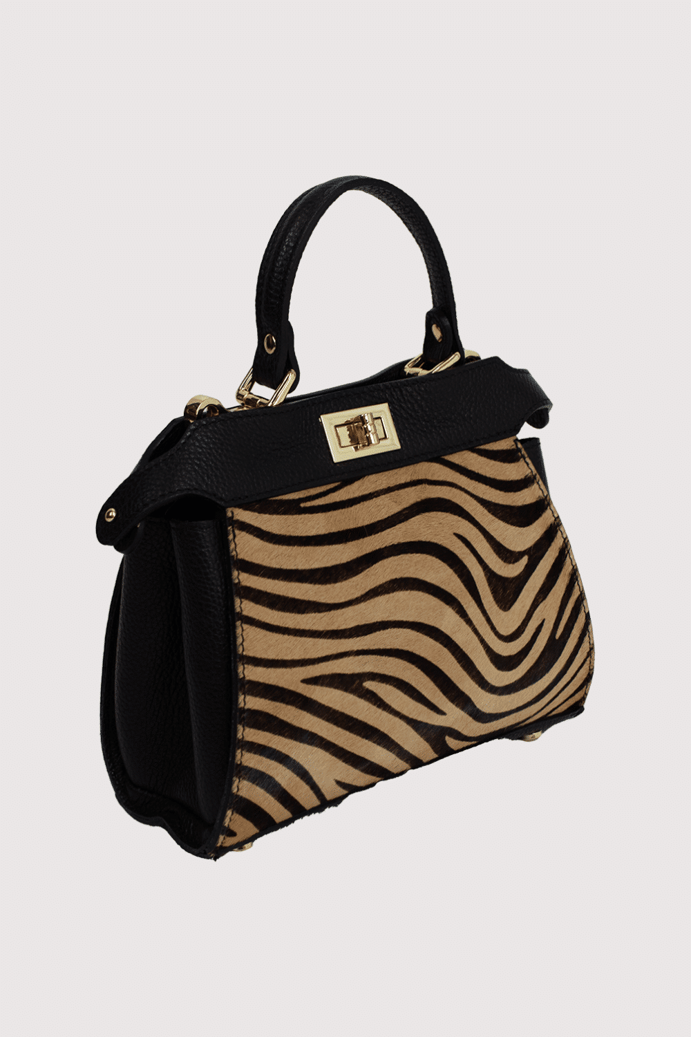 Italian Leather Animal Hide Satchel Bag