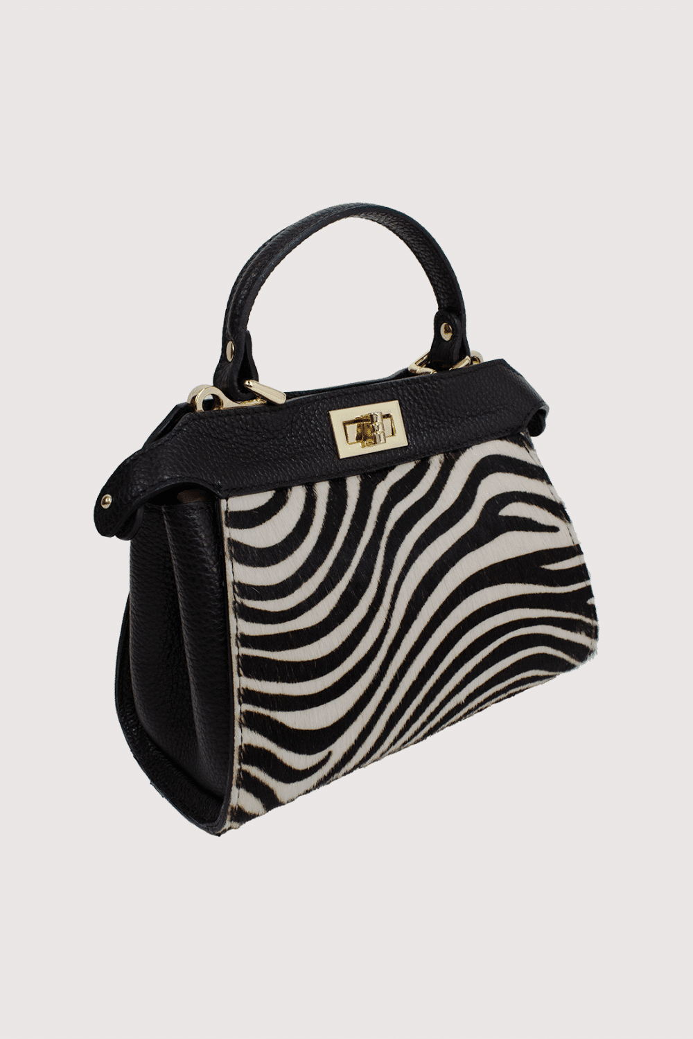 Italian Leather Animal Hide Satchel Bag