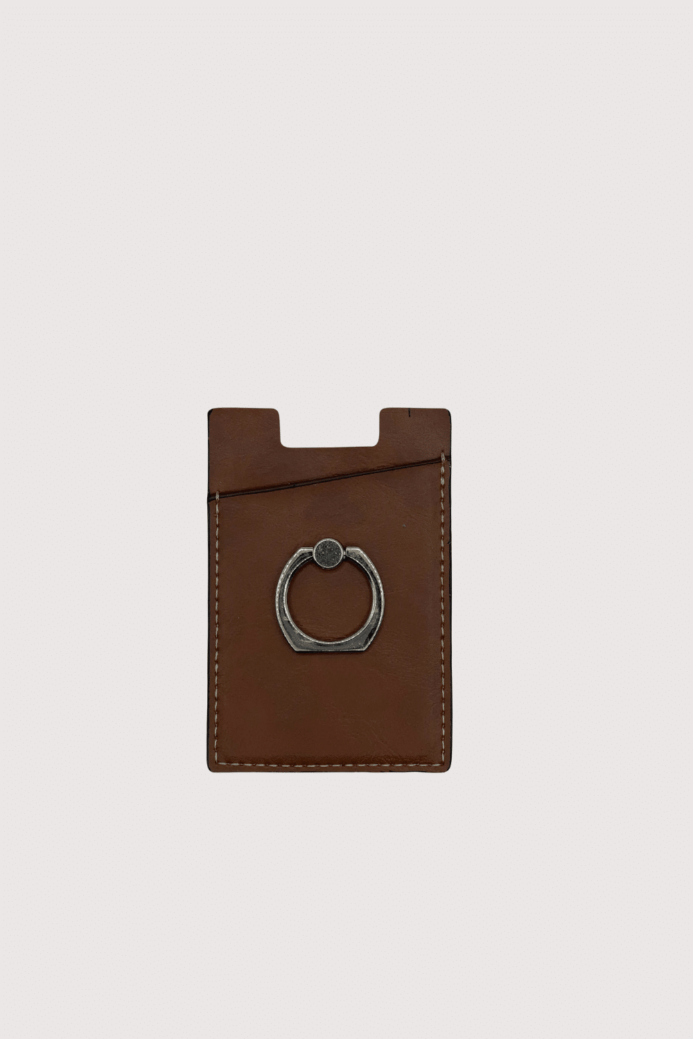 Brown Leather Stick On Phone Card Holder