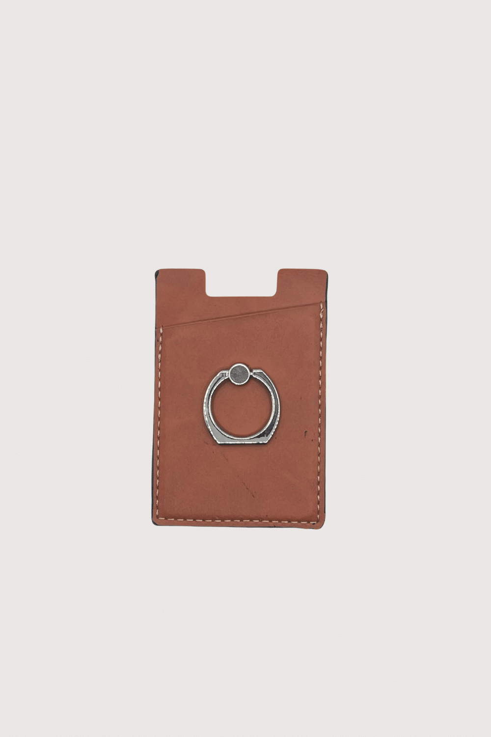Rust Orange Leather Stick On Phone Card Holder