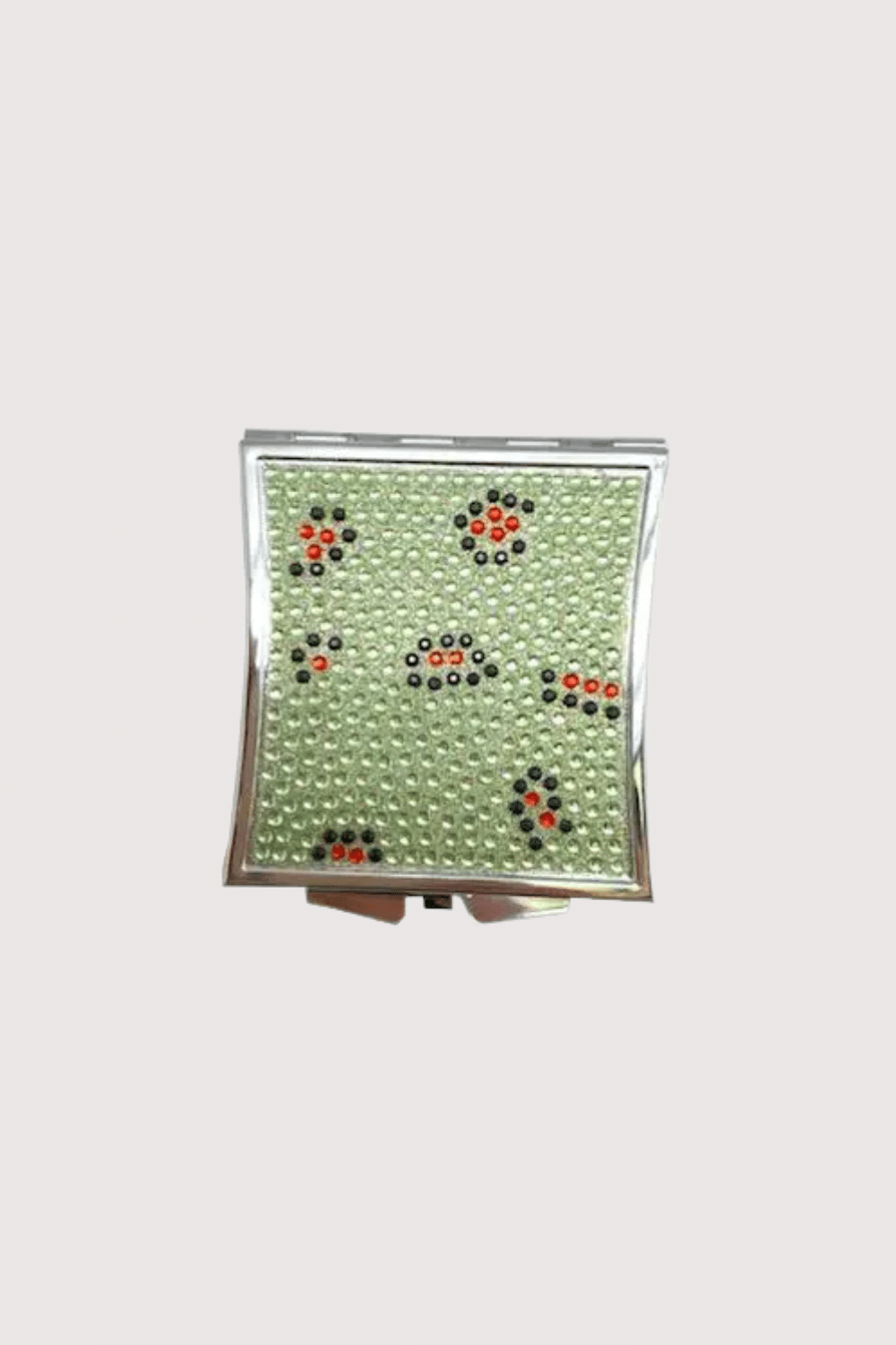 Green Rhinestone Double Sided Compact Mirror