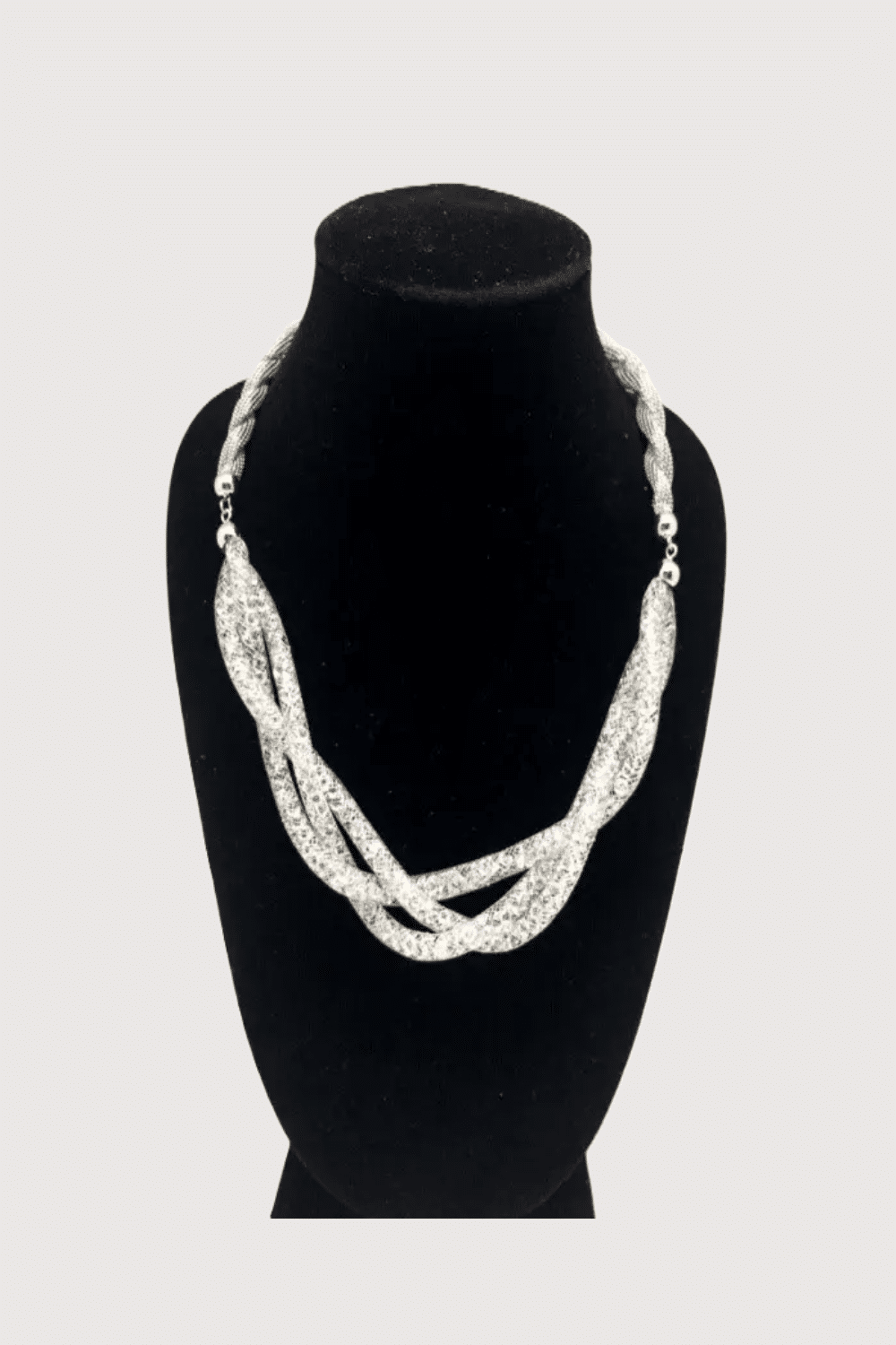 Crystal Mesh Silver Necklace