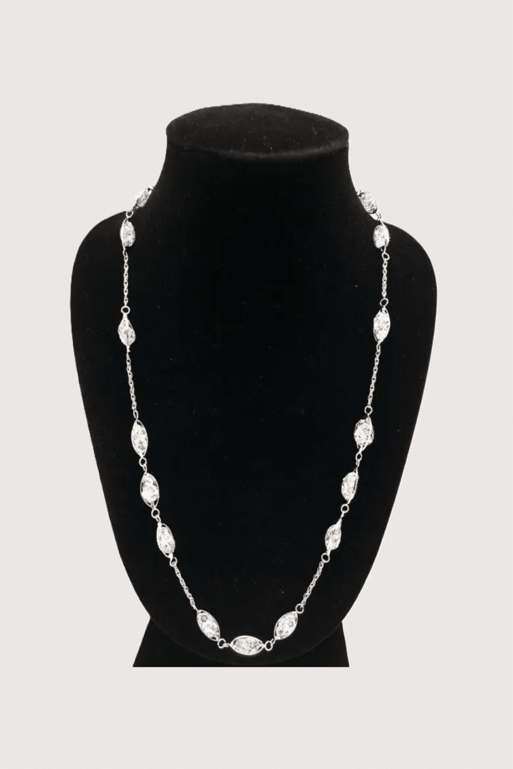 Crystal Mesh Silver Necklace